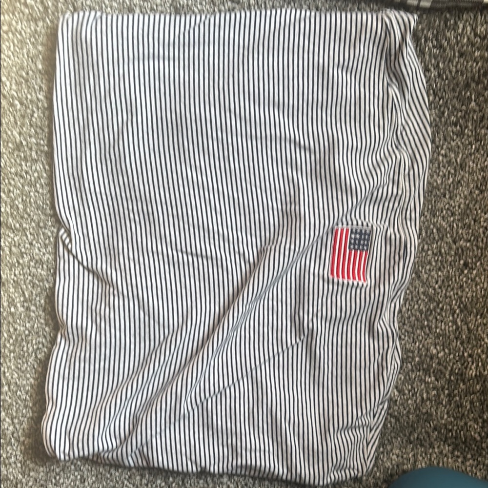 Striped Black and White Shirt with Flag Patch
